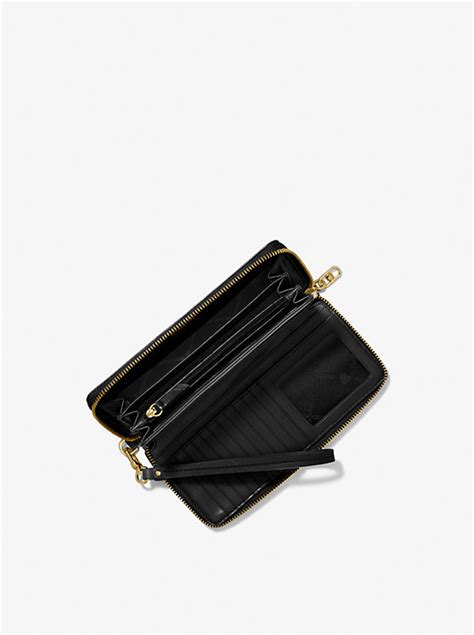 michael michael kors parker large leather continental wallet|Michael Kors saffiano wallet black.